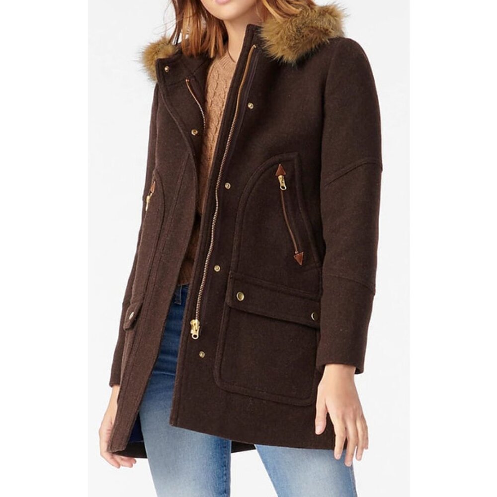 Nwt J Crew wool chateau parka coat in Italian stadium-cloth